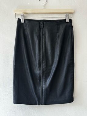 AllSaints Black Front-Zip Pencil Skirt